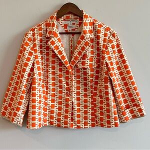 Vintage Tommy Hilfiger Cropped Blazer Women’s 16 Geometric Chain Print Stretch